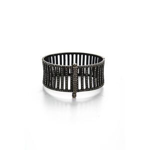 Designer Womens Silver Tone Metal Diamond Cuff Bracelet